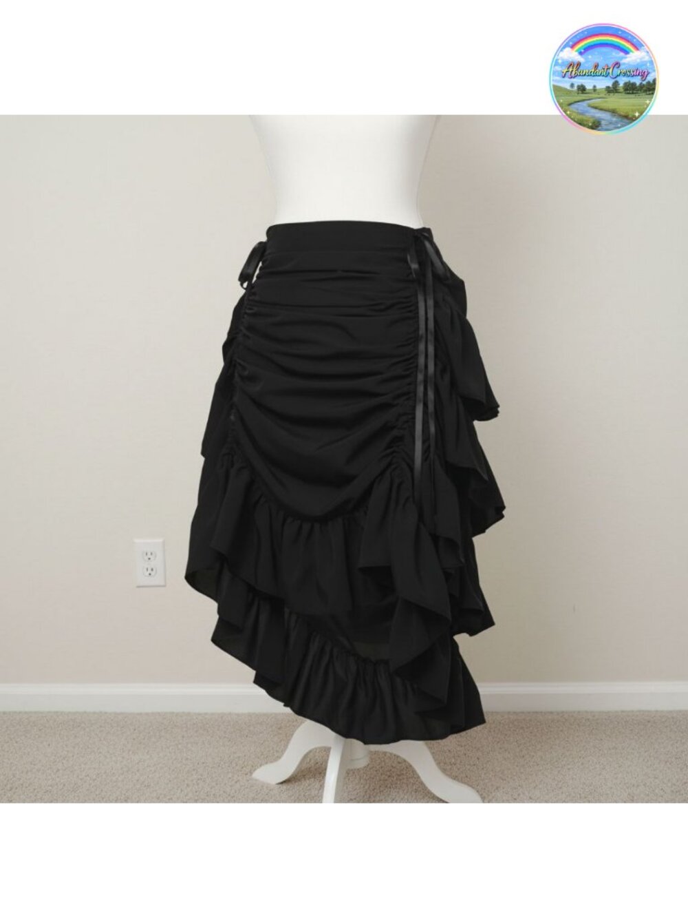 Steampunk High Low Renaissance Faire Skirt Adjustable Elastic Waist